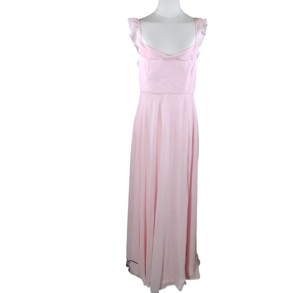 Lulus Dreamy Admiration Light Pink Ruffled Maxi Dress Size L - Picture 1 of 8